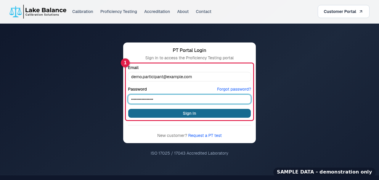 Portal sign-in page